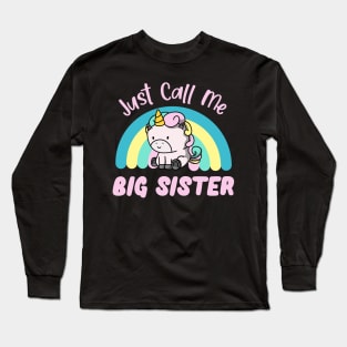 Big Sister Unicorn Pony Sisters Girls Long Sleeve T-Shirt